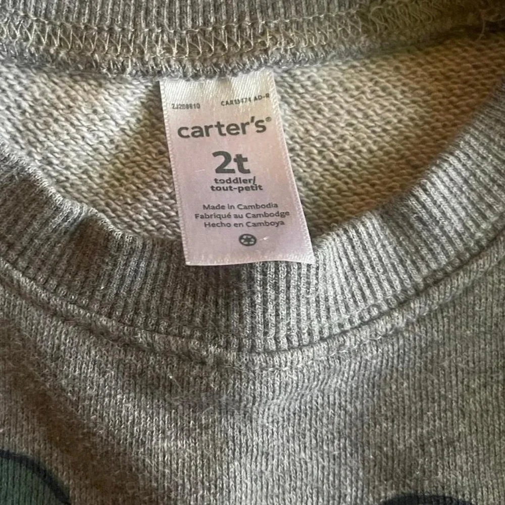 Carter's Gray Sweatshirt with Green Dinosaur Design
